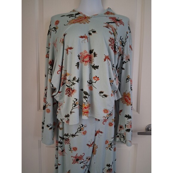 Natori Soft 2 Piece Pajamas Set Light Blue Floral Pants + Top Women’s XL - Picture 4 of 6